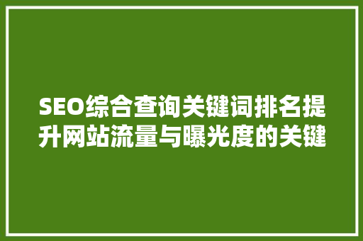 SEO综合查询关键词排名提升网站流量与曝光度的关键步骤