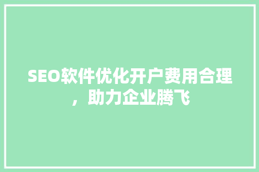 SEO软件优化开户费用合理，助力企业腾飞