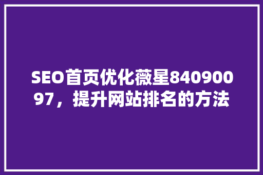 SEO首页优化薇星84090097，提升网站排名的方法