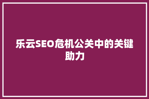 乐云SEO危机公关中的关键助力