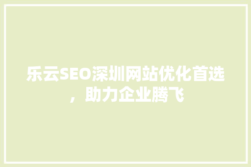 乐云SEO深圳网站优化首选，助力企业腾飞