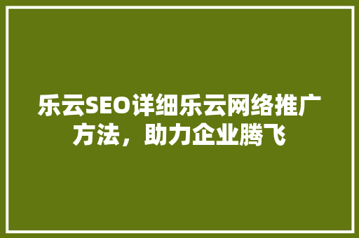 乐云SEO详细乐云网络推广方法，助力企业腾飞