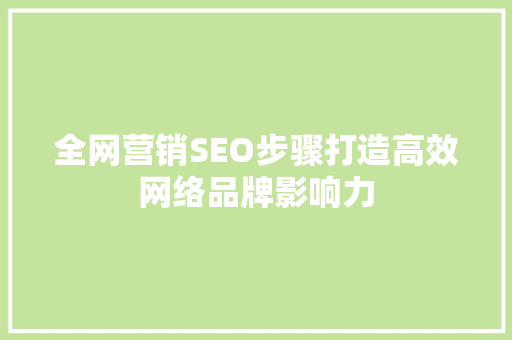 全网营销SEO步骤打造高效网络品牌影响力