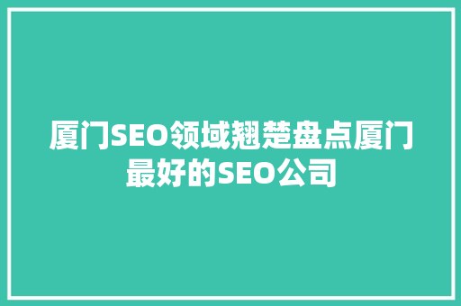 厦门SEO领域翘楚盘点厦门最好的SEO公司