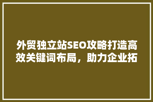 外贸独立站SEO攻略打造高效关键词布局，助力企业拓展海外市场