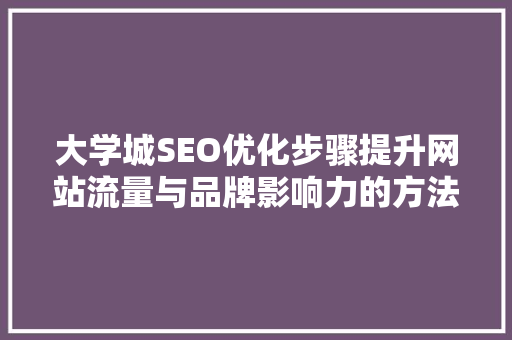 大学城SEO优化步骤提升网站流量与品牌影响力的方法