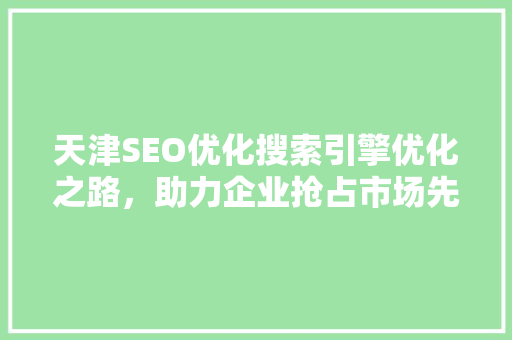 天津SEO优化搜索引擎优化之路，助力企业抢占市场先机