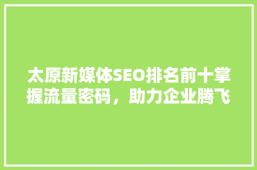 太原新媒体SEO排名前十掌握流量密码，助力企业腾飞