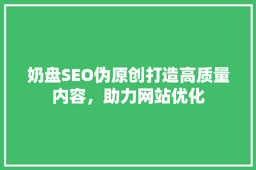 奶盘SEO伪原创打造高质量内容，助力网站优化