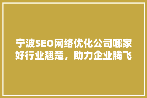 宁波SEO网络优化公司哪家好行业翘楚，助力企业腾飞