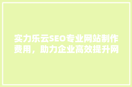 实力乐云SEO专业网站制作费用，助力企业高效提升网络竞争力