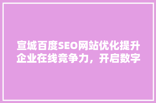 宣城百度SEO网站优化提升企业在线竞争力，开启数字营销新时代