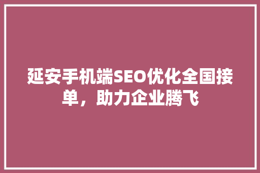 延安手机端SEO优化全国接单，助力企业腾飞
