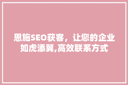 恩施SEO获客，让您的企业如虎添翼,高效联系方式