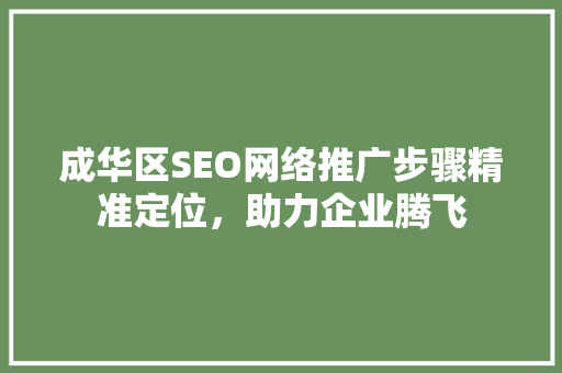 成华区SEO网络推广步骤精准定位，助力企业腾飞