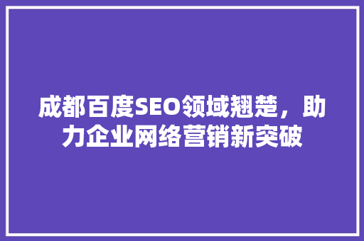 成都百度SEO领域翘楚，助力企业网络营销新突破