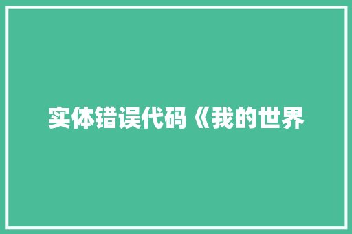 实体错误代码《我的世界