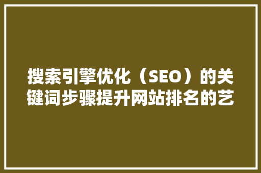 搜索引擎优化（SEO）的关键词步骤提升网站排名的艺术