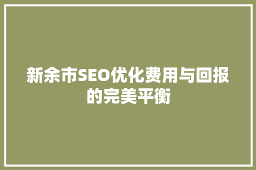 新余市SEO优化费用与回报的完美平衡