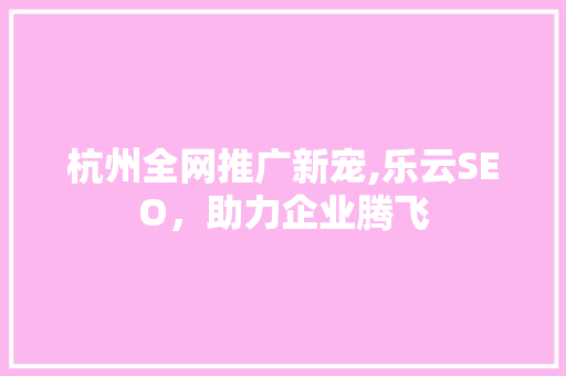 杭州全网推广新宠,乐云SEO，助力企业腾飞  第1张