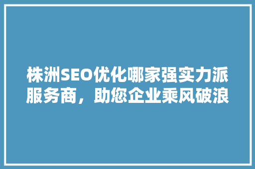 株洲SEO优化哪家强实力派服务商，助您企业乘风破浪
