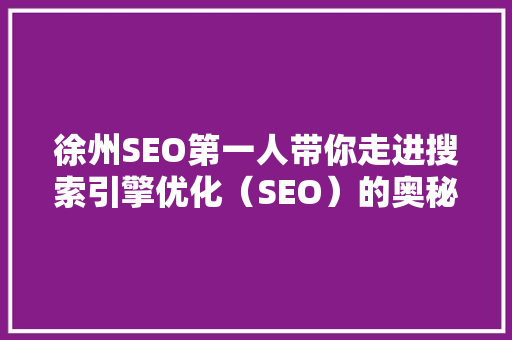 徐州SEO第一人带你走进搜索引擎优化（SEO）的奥秘