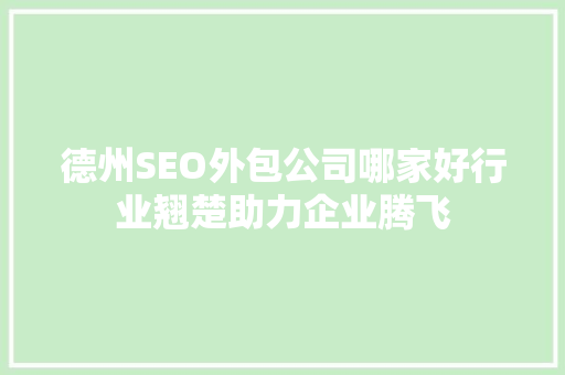 德州SEO外包公司哪家好行业翘楚助力企业腾飞