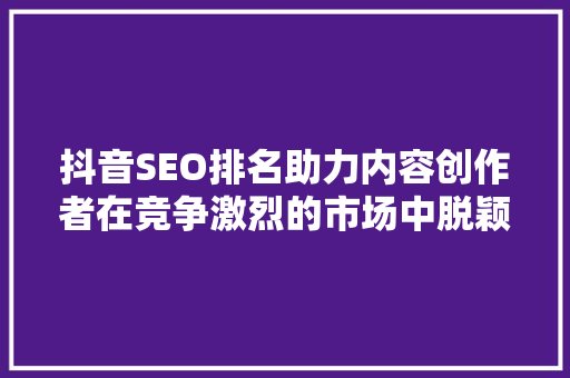 抖音SEO排名助力内容创作者在竞争激烈的市场中脱颖而出