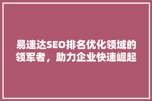 易速达SEO排名优化领域的领军者，助力企业快速崛起