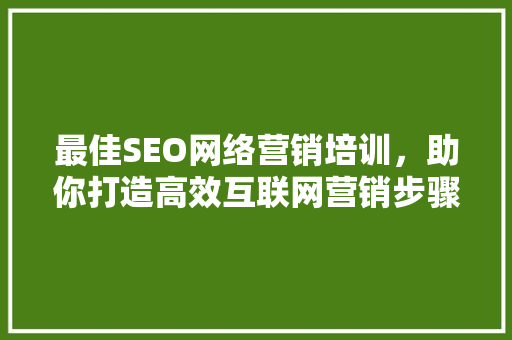最佳SEO网络营销培训，助你打造高效互联网营销步骤