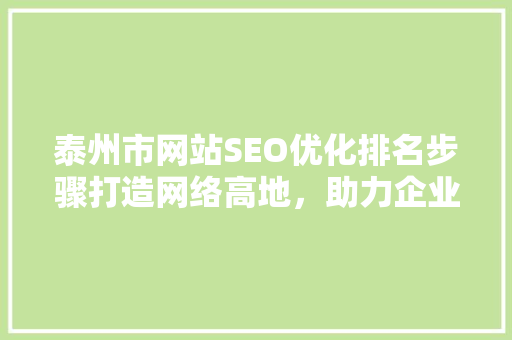 泰州市网站SEO优化排名步骤打造网络高地，助力企业腾飞