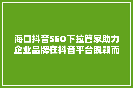 海口抖音SEO下拉管家助力企业品牌在抖音平台脱颖而出