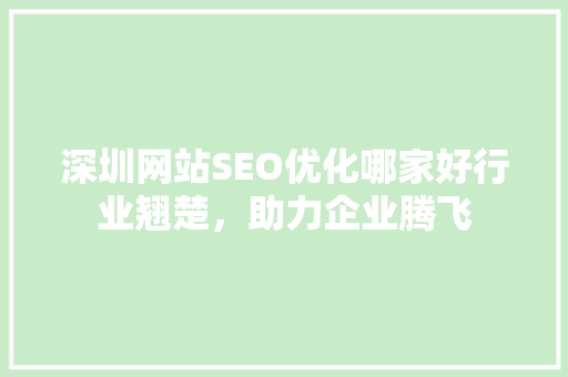 深圳网站SEO优化哪家好行业翘楚，助力企业腾飞