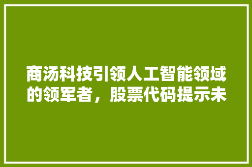 商汤科技引领人工智能领域的领军者，股票代码提示未来潜力