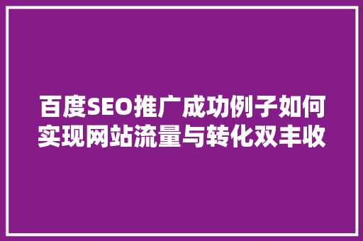 百度SEO推广成功例子如何实现网站流量与转化双丰收