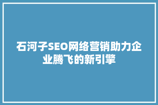 石河子SEO网络营销助力企业腾飞的新引擎