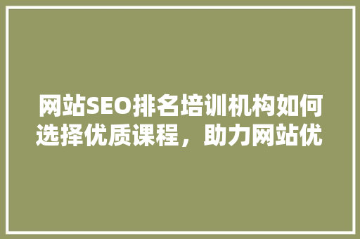 网站SEO排名培训机构如何选择优质课程，助力网站优化成功
