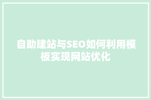 自助建站与SEO如何利用模板实现网站优化