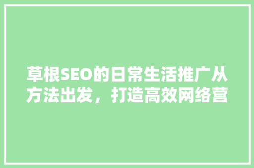 草根SEO的日常生活推广从方法出发，打造高效网络营销步骤