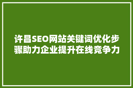 许昌SEO网站关键词优化步骤助力企业提升在线竞争力