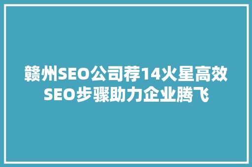 赣州SEO公司荐14火星高效SEO步骤助力企业腾飞