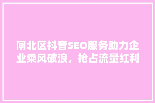 闸北区抖音SEO服务助力企业乘风破浪，抢占流量红利