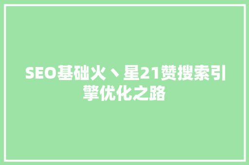 SEO基础火丶星21赞搜索引擎优化之路