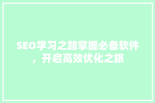 SEO学习之路掌握必备软件，开启高效优化之旅