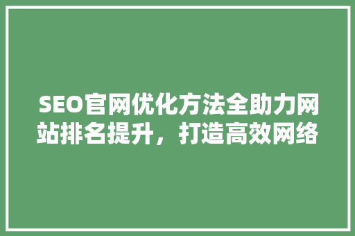 SEO官网优化方法全助力网站排名提升，打造高效网络营销步骤  第1张