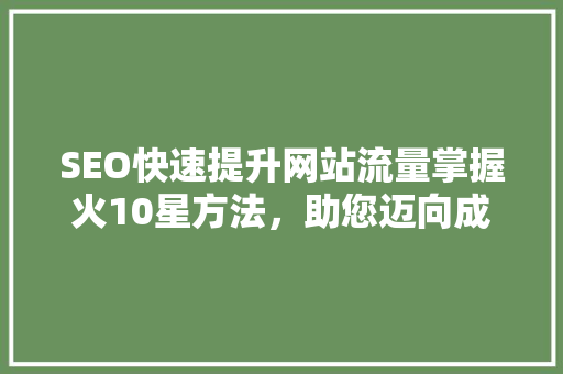 SEO快速提升网站流量掌握火10星方法，助您迈向成功之路