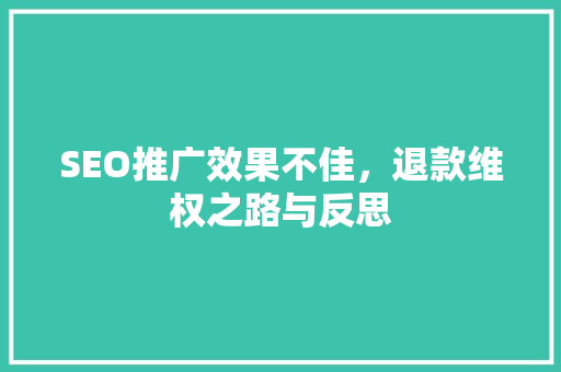 SEO推广效果不佳，退款维权之路与反思