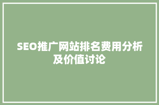SEO推广网站排名费用分析及价值讨论