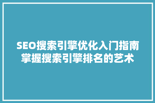 SEO搜索引擎优化入门指南掌握搜索引擎排名的艺术