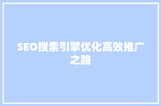 SEO搜索引擎优化高效推广之路